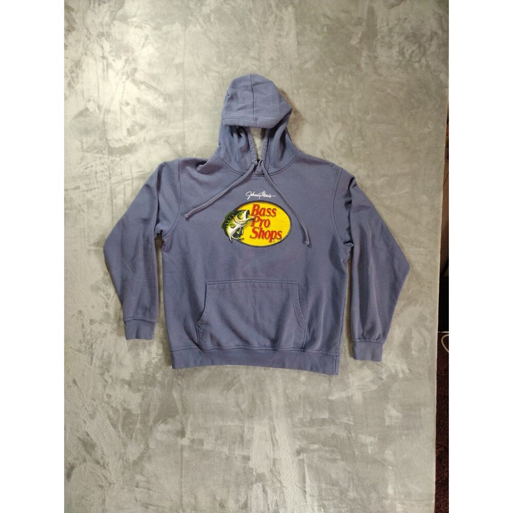 Bass Pro Shop Hoodie Sweatshirt Mens Large Blue Jimmy Morris Outdoor Casual